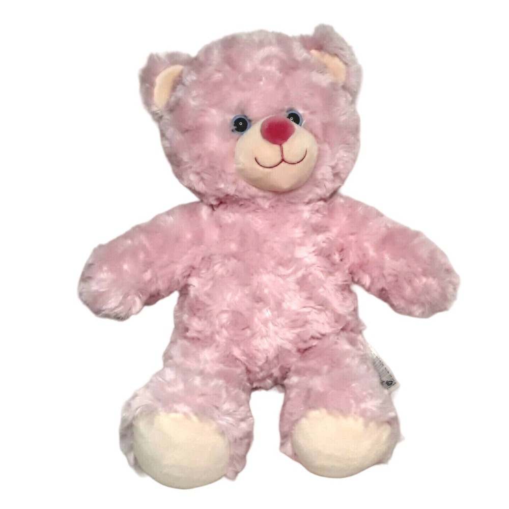 Build A Bear Pink Teddy Bear Plush Blue Eyes 17 Inch Stuffed Animal Soft Toy
